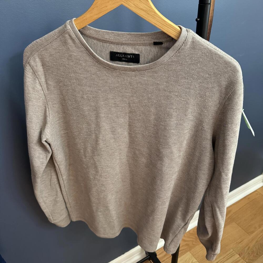 All Saints - Crewneck Beige Sweater, Mens Small